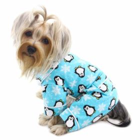 Penguins & Snowflake Flannel PJ with 2 Pockets (Turquoise) - L