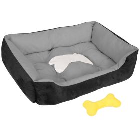 Pet Dog Bed Soft Warm Fleece Puppy Cat Bed Dog Cozy Nest Sofa Bed Cushion Mat For S/M Dog (Option: PetBed BlackS)
