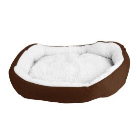 Pet Dog Bed Soft Warm Fleece Puppy Cat Bed Dog Cozy Nest Sofa Bed Cushion For S/M Dog (Option: SmallPetSoftBed Brown)