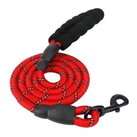 5FT Dog Leash Dog Training Walking Lead w/ Foam Handle Highly Reflective Treads Strong Nylon Dog Rope For Small Medium Dogs (Option: DogLeashRed)