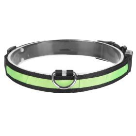 LED Dog Collar USB Rechargeable Adjustable Dog Safety Collar Night Safety Flashing Luminous Light up Collar (Option: DogCollar XLGreen)