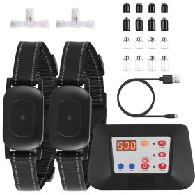 990FT Radius Dog Training Collar Wireless Fence IPX6 Waterproof Pet Beep Vibration Electric Shock Fence System 3 Channels Rechargeable Transmitter Rec (Option: DogFenceWith2Collars)