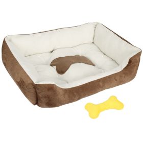 Pet Dog Bed Soft Warm Fleece Puppy Cat Bed Dog Cozy Nest Sofa Bed Cushion Mat For S/M Dog (Option: PetBed BrownS)