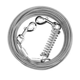9.8FT Dog Tie Out Cable Long Dog Leash Chew Proof Lead Dog Chain with Durable Spring 360° Rotatable Clips PVC Case for Outside Yard Caming (Option: TieOutCableGrey3M)