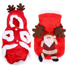 Pet Christmas Clothes Santa Claus Reindeer Antlers Costume Winter Outfit New Year Coat For Small Medium Dogs Cats Available in S/M/L/XL (Option: PetClothes RedL)