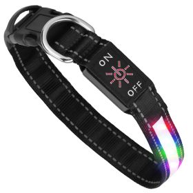 Light Up Dog Collar LED Dog Collar Safety Night Glowing Dog Collar with 9 Light Colors IPX7 Waterproof USB Rechargeable S/M/L (Option: LEDDogCollar M)