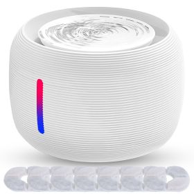 2.5L 84.54OZ Pet Water Fountain Smart Pet Drinking Fountain with LED Light 7 Pack Replaceable Filters Water Level Quiet Pump Dry-Run Protection Cat Do (Option: PetWaterFountain White)