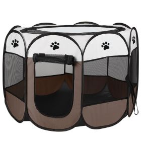 Portable Foldable Pet Tent Exercise Pen Kennel Removable Zipper Top and Bottom Water Resistant Indoor Outdoor Use For Dogs Cats Other Pets (Option: PetPlaypen LCoffee)