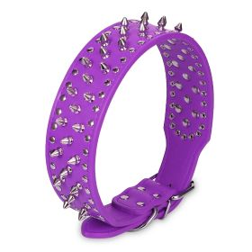 Dog Leather Collar Spiked Studded Pet Dog Collar Adjustable Neck Pitbull Mastiff Collar (Option: LeatherCollarPPLS)