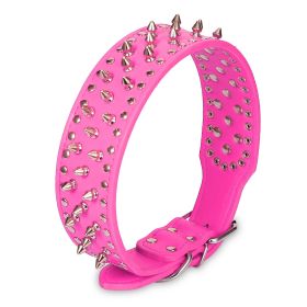 Dog Leather Collar Spiked Studded Pet Dog Collar Adjustable Neck Pitbull Mastiff Collar (Option: LeatherCollarRoseM)