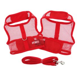 Cool Mesh Dog Harness with Leash - Solid Red (size: X-Small)