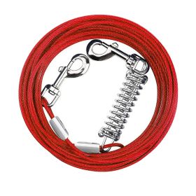 49.2FT Dog Tie Out Cable Long Dog Leash Chew Proof Lead Dog Chain with Durable Spring 360° Rotatable Clips PVC Case for Outside Yard Caming (Option: TieOutCable Red15M)
