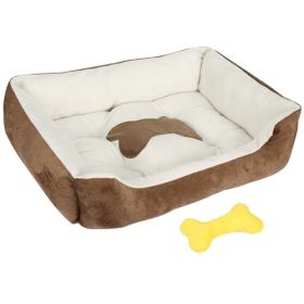 Pet Dog Bed Soft Warm Fleece Puppy Cat Bed Dog Cozy Nest Sofa Bed Cushion Mat For S/M Dog (Option: PetBedBrownL)