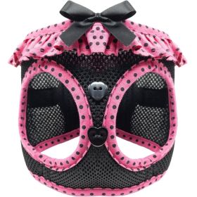 American River Choke Free Dog Harness Polka Dot Collection - Hot Pink and Black Polka Dot (size: large)