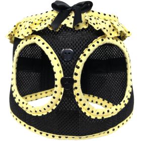 American River Choke Free Dog Harness Polka Dot Collection - Yellow and Black Polka Dot (size: X-Large)