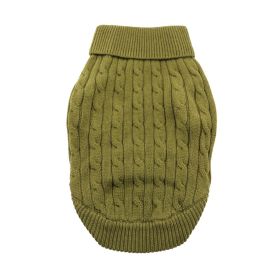 Combed Cotton Cable Knit Dog Sweater - Herb Green (size: 3X-Large)