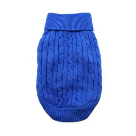 Combed Cotton Cable Knit Dog Sweater - Riverside Blue (size: X-Large)
