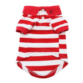 Striped Dog Polo - Flame Scarlet Red and White (size: 3X-Large)