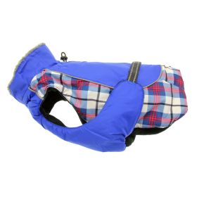Alpine All-Weather Dog Coat - Royal Blue Plaid (size: large)