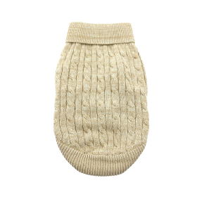 Combed Cotton Cable Knit Dog Sweater - Oatmeal (size: medium)