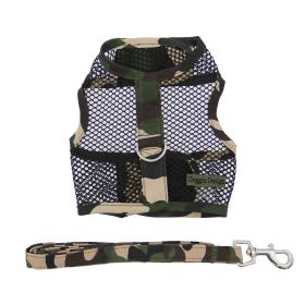 Cool Mesh Dog Harness with Leash - Camouflage (size: large)