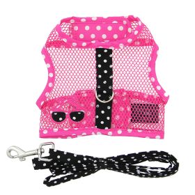 Cool Mesh Dog Harness Under the Sea Collection - Sunglasses Pink and Black Polka Dot (size: small)