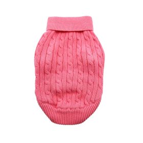 Combed Cotton Cable Knit Dog Sweater - Candy Pink (size: X-Small)