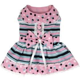 Dots & Stripes Harness Dress - Pink & Teal (size: small)
