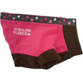Highline Fleece Dog Coat - Pink and Brown with Polka Dots (size: Size 12)