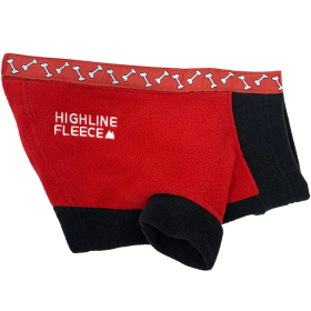 Highline Fleece Dog Coat - Red and Black with Rolling Bones (size: Size 12)