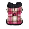 Sherpa-Lined Dog Harness Coat - Hot Pink & Tan Plaid