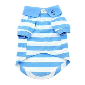 Striped Dog Polo - Blue Niagara and White (size: small)