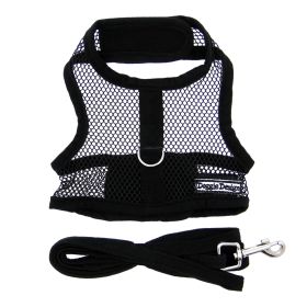 Cool Mesh Dog Harness with Leash - Solid Black (size: medium)