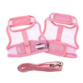 Cool Mesh Dog Harness with Leash - Solid Pink (size: medium)