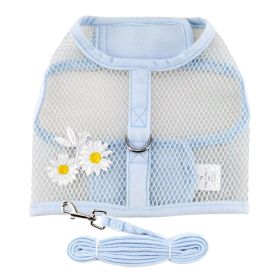 Cool Mesh Dog Harness with Leash - Blue Daisy (size: medium)