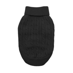 Combed Cotton Cable Knit Dog Sweater - Jet Black (size: small)