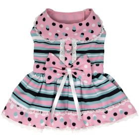 Dots & Stripes Harness Dress - Pink & Teal (size: medium)