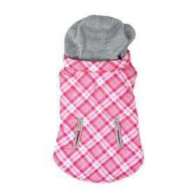 Weekender Dog Sweatshirt Hoodie - Pink & White Plaid (size: medium)